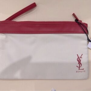 Yves Saint Laurent YSL Cosmetic Bag Red and White